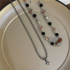 Natural Stone Pendant Necklaces | set of 2