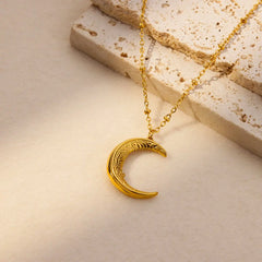 Layered Heart Pendant Necklace in Gold Stainless Steel