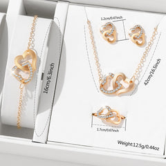5-Piece Gold Heart Jewelry Set