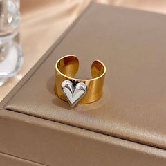 Eterna Heart Stainless Steel Cuff Ring