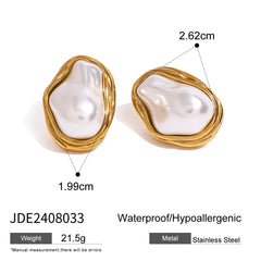 Gold-Plated Stainless Steel Pearl Jewelry Set