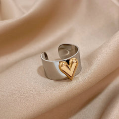 Eterna Heart Stainless Steel Cuff Ring