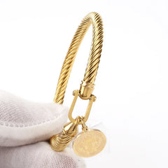 Black Shell Cuff Bracelet – Gold-Tone Stainless Steel