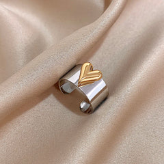 Eterna Heart Stainless Steel Cuff Ring