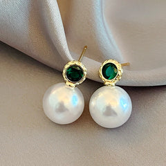 French Elegant Flat Pearl Drop Earrings