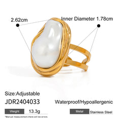 Gold-Plated Stainless Steel Pearl Jewelry Set