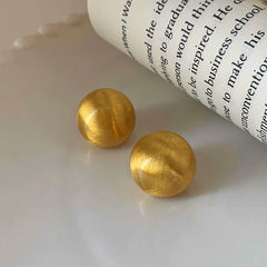 Brushed Metal Semicircle Stud Earrings