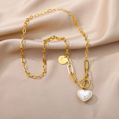 Layered Heart Pendant Necklace in Gold Stainless Steel