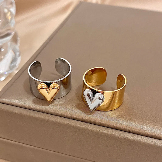 Eterna Heart Stainless Steel Cuff Ring