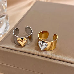 Eterna Heart Stainless Steel Cuff Ring