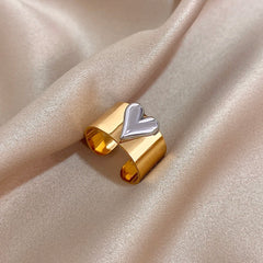 Eterna Heart Stainless Steel Cuff Ring