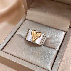 Eterna Heart Stainless Steel Cuff Ring