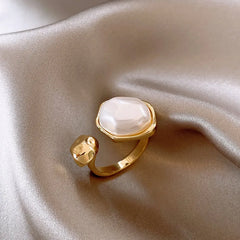 Baroque Pearl Geometric Open Ring
