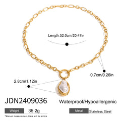 Gold-Plated Stainless Steel Pearl Jewelry Set