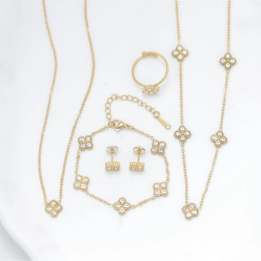Golden Bloom Necklace & Earrings Set