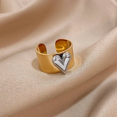 Eterna Heart Stainless Steel Cuff Ring