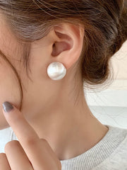 Brushed Metal Semicircle Stud Earrings