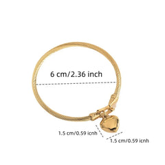 18K Gold Heart Pendant Bangle – Stainless Steel