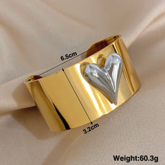 Eterna Heart Stainless Steel Cuff Ring