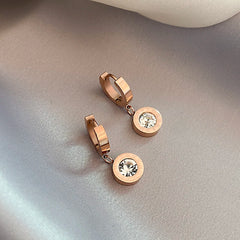 Roman Black Disc Pendant Earrings