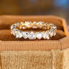 Delicate Heart Ring with White Zircon