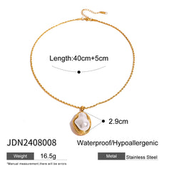 Gold-Plated Stainless Steel Pearl Jewelry Set