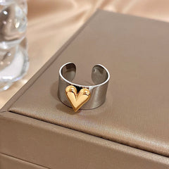 Eterna Heart Stainless Steel Cuff Ring