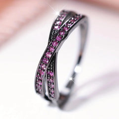 Minimalist Crossed Stacking Ring with Zircon Stones