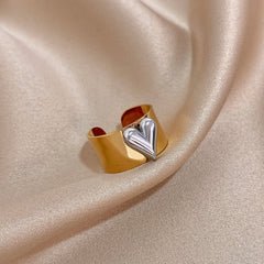 Eterna Heart Stainless Steel Cuff Ring