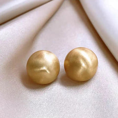 Brushed Metal Semicircle Stud Earrings