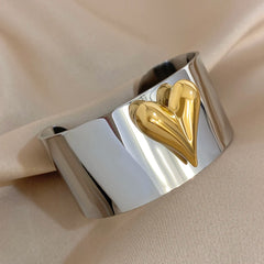 Eterna Heart Stainless Steel Cuff Ring