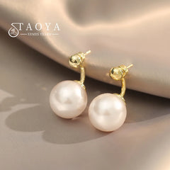 French Elegant Flat Pearl Drop Earrings