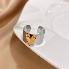 Eterna Heart Stainless Steel Cuff Ring
