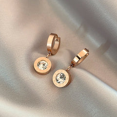 Roman Black Disc Pendant Earrings