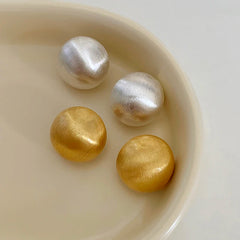 Brushed Metal Semicircle Stud Earrings