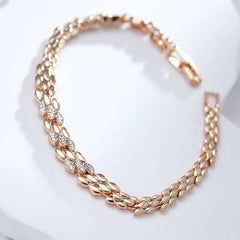Rose Gold Zircon Link Bracelet