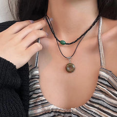 Natural Stone Pendant Necklaces | set of 2