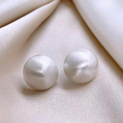 Brushed Metal Semicircle Stud Earrings