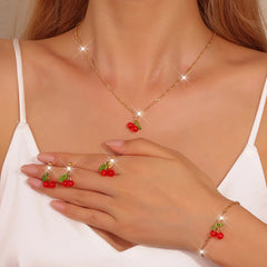 5-Piece Gold Heart Jewelry Set