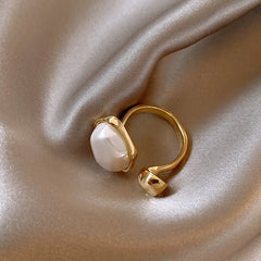 Baroque Pearl Geometric Open Ring