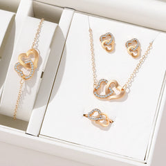 5-Piece Gold Heart Jewelry Set