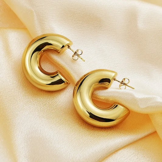 Bold Gold Chunky Hoop Earrings