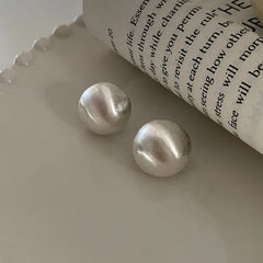 Brushed Metal Semicircle Stud Earrings