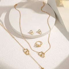 5-Piece Gold Heart Jewelry Set