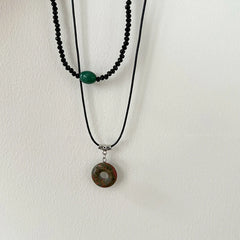 Natural Stone Pendant Necklaces | set of 2