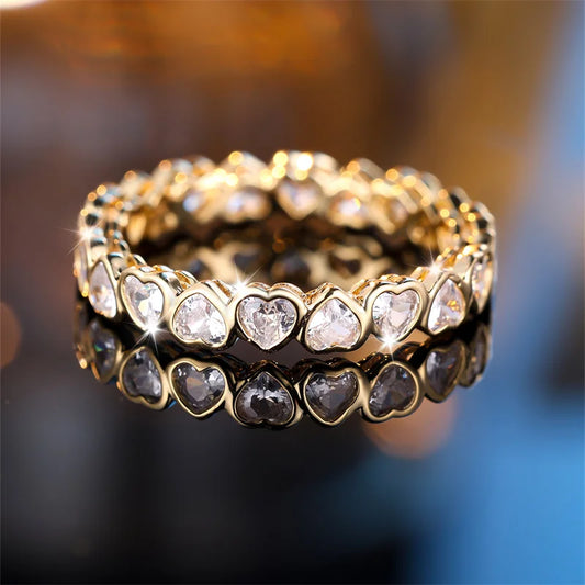 Delicate Heart Ring with White Zircon