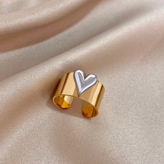 Eterna Heart Stainless Steel Cuff Ring