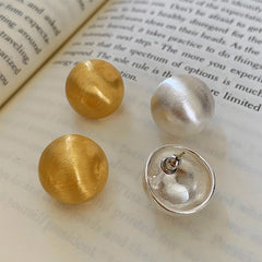 Brushed Metal Semicircle Stud Earrings