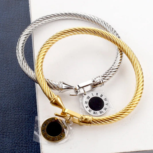 Black Shell Cuff Bracelet – Gold-Tone Stainless Steel