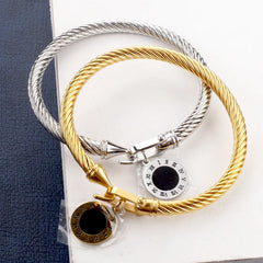 Black Shell Cuff Bracelet – Gold-Tone Stainless Steel